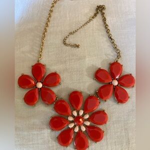 Large Orange Flowers‎ Bib Statement Necklace